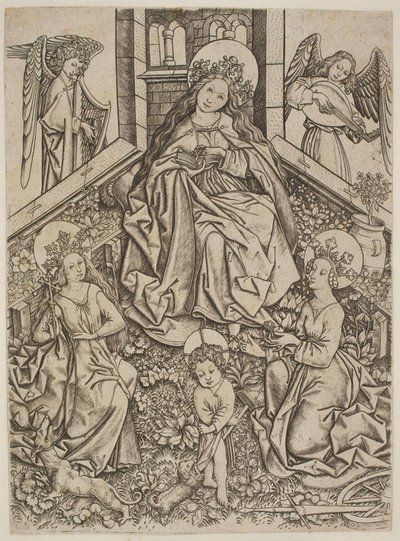 Maria med Jesusbarnet, Saint Margaret och Saint Catherine av Mester ES