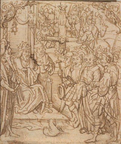 St Peter före kejsaren Nero, och St Peters korsfästelse av Mesteren for Aachen alteret