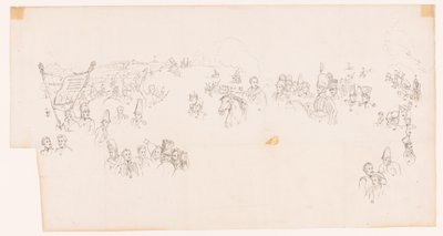 Teckning av målningen som föreställer slaget vid Waterloo av Met and Meylink