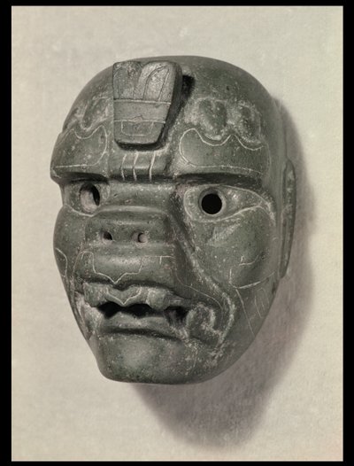 Kattmask av en man, från Oaxaca, Pre-Columbian (jade) av Mexican School