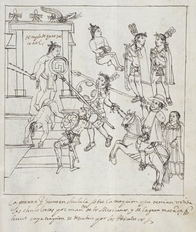 Ms Hunter 242 f.256r Evangelical Battle, från Historia de Tlaxcala av Diego Munoz Camargo av Mexican School