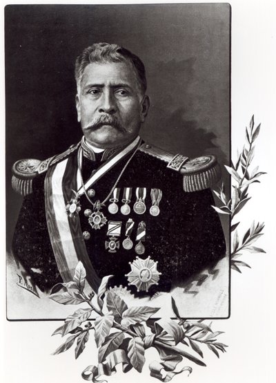 Porträtt av Porfirio Diaz (1830-1915) av Mexican School