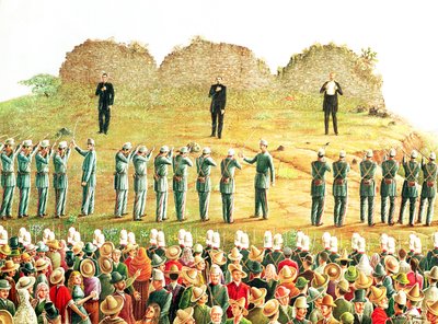 Avrättningen av Maximilian I (1832-67) (olja på duk) av Mexican School