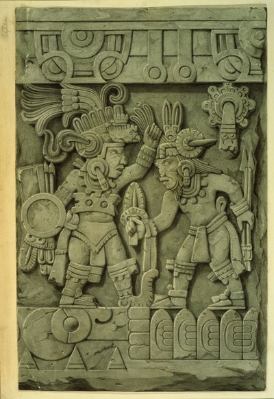Tizocs sten (färglitografi) av Mexican School
