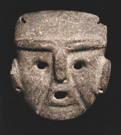 Mask, 300-100 f.Kr. (grönsten) av Mezcala Mezcala