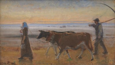 Kor som drivs över heden av Michael Ancher