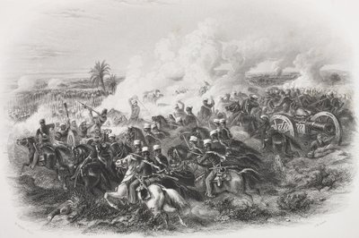 Slaget vid Moodkee, 1845, graverad av C.H. Jeens, från 