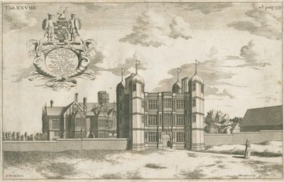 Tixall Hall and Gatehouse: kopparplåtgravyr, nd [1686] (tryck) av Michael Burghers