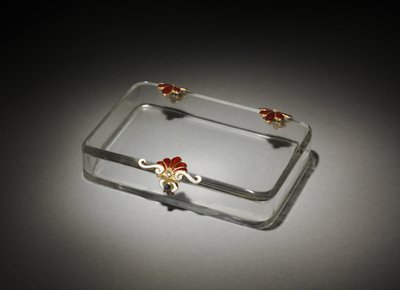 Cigarettfodral, House of Fabergé, ca 1895-1910 (bergkristall, emalj, guld, safir, diamant) av Michael Evlampievich Perkhin