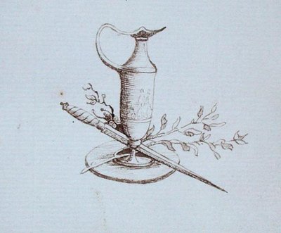 Ritning från Michael Faradays klippbok (penna och bläck på papper) av Michael Faraday