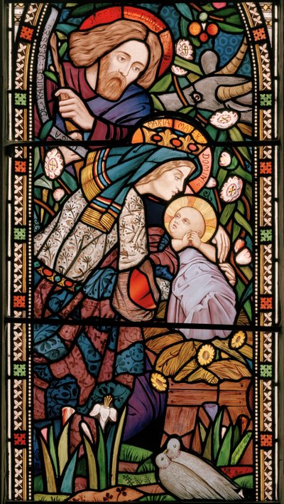 Nativity, ca 1860 (målat glas) av Michael Frederick Halliday
