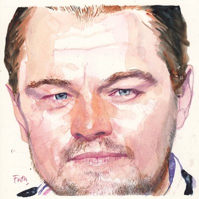 Leonardo DiCaprio, 2016 (akvarell) av Michael Frith