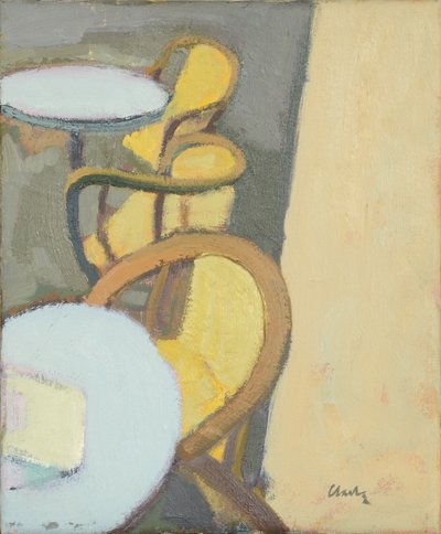 Café Table Top, 2017 (olja på linne) av Michael G. Clark