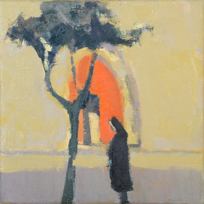 Kyrkan i Puymirol (olja på linne) av Michael G. Clark