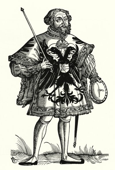 En tysk kejserlig herald (gravyr) av Michael Ostendorfer