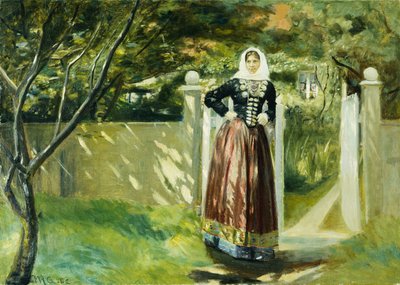 Vid trädgårdsporten, 1902 av Michael Peter Ancher