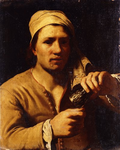 En ung man i en turban som håller en Roemer: The Fingernail Test, av Michael Sweerts