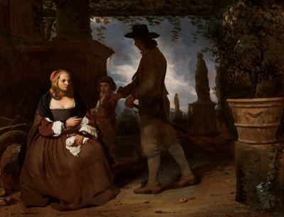 Ett ungt par och en pojke i en trädgård, ca 1650 (olja på duk) av Michael Sweerts