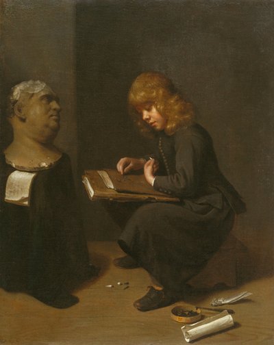 Pojke som tecknar en byst av den romerske kejsaren Vitellius av Michael Sweerts