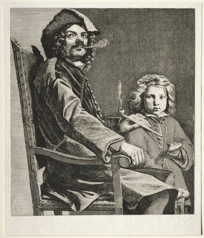 Man som röker en pipa och en liten pojke av Michael Sweerts