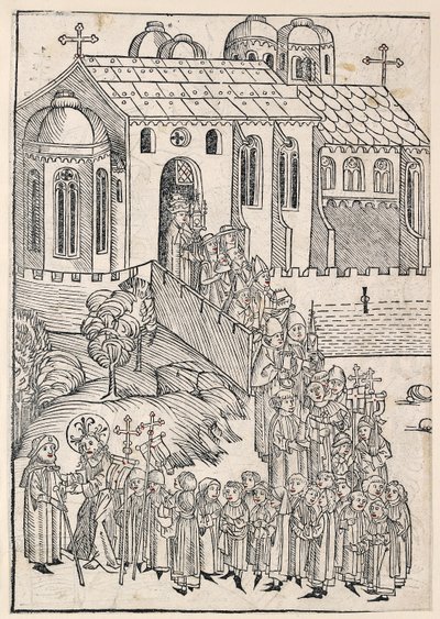 Kristus hälsar en pilgrim, c1491 av Michael Wolgemut
