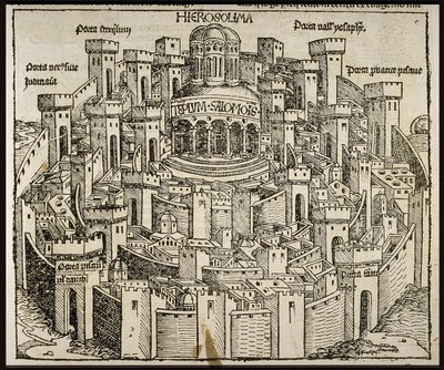 Jerusalem från Schedels Chronicle of the World, ca 1493. av Michael Wolgemut