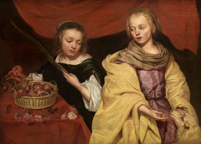 Två flickor som Saint Agnes och Saint Dorothea, ca. 1650. av Michaelina Wautier