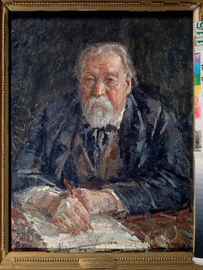 Porträtt av kompositören Mikhail Ippolitov Ivanov (Ippolitov-Ivanov) (1859-1935). Målning av Mikhail Fyodorovich Shemyakin (Chemiakin) (1875-1944), olja på duk av Michail Fyodorovich Shemyakin