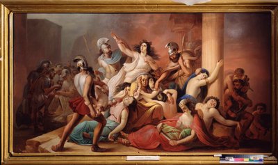 Trojas fall (De segerrika grekiska krigarna under belägringen av den legendariska staden) - Trojas fall - Mikhail Ivanovich Skotti (1814-1861), olja på duk - rysk konst av Michail Ivanovich Skotti