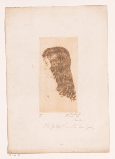 Tjejhuvud med långt hår och profil av Michal Portnoff (signed by artist)