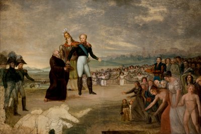 Alexander I krönt kung av Polen (olja på duk) av Michal Stachowicz