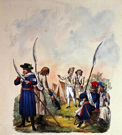 Dräkter av den polska armén efter 1700 (färg litho) av Michal Stachowicz