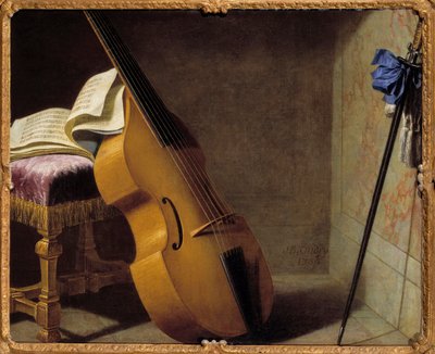 Bas, notbok och spee. Målning av Michel Boyer (1668-1724) av Michel Boyer