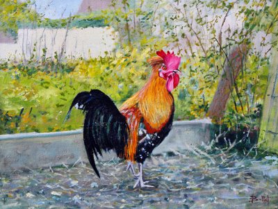 Le Coq Lico, 2003 (olja på pannå) av Michel Bultet
