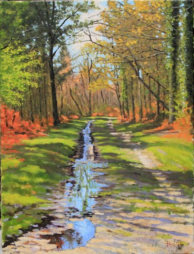 Path to the Oil Fern, 2018 (olja på duk) av Michel Bultet