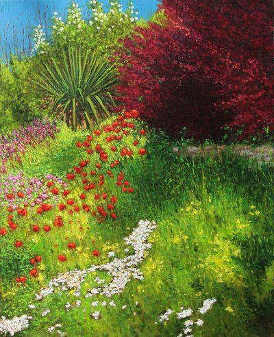 flowery bank (oljemålning) av Michel Bultet