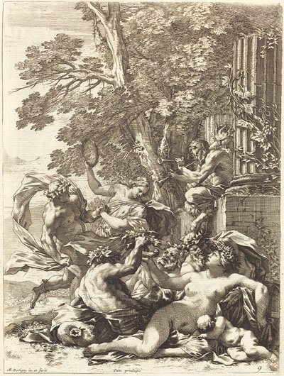 Bacchante med sovande barn av Michel Dorigny