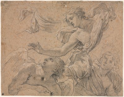 Studier av änglar recto, 1655-1660. av Michel Dorigny