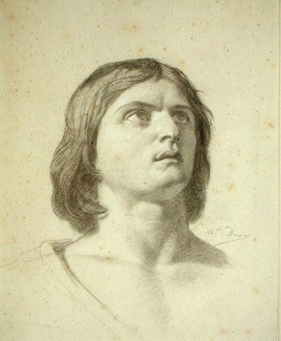 Head of a Youth (svartvit krita på papper) av Michel Dumas