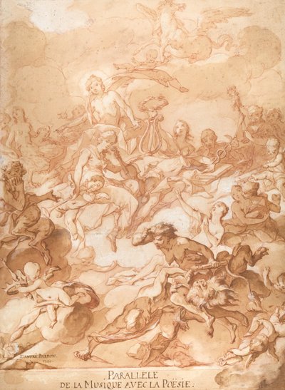 En allegori som jämför musik och poesi, 1740. av Michel Francois Dandre Bardon