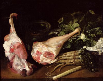 Köksbord, stilleben av Michel-Honore Bounieu