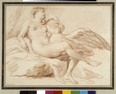 Leda och svanen (sangvin) av Michel-Honore Bounieu