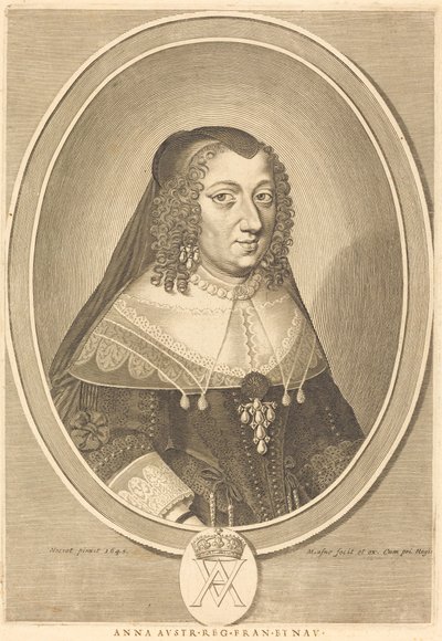 Anne av Österrike av Michel Lasne after Jean Nocret
