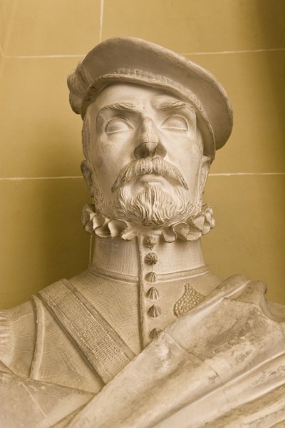 Kopi af en portrætbuste af Hernan Cortes (gips)swed av Victor Louis