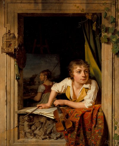 Måleri och musik (Porträtt av konstnärens son), 1800 av Michel Martin Drolling