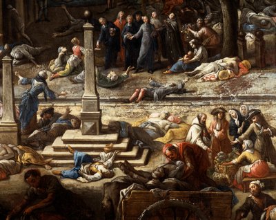 Utsikt över rådhuset (i Marseille) under pesten 1720 av Michel Serre