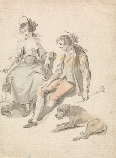 Herde, herdinna och hund av Michel Vincent Brandoin