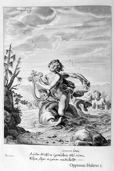 Arion räddad av en delfin, 1655 av Michel de Marolles