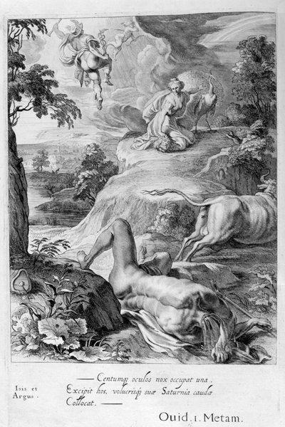 Io förvandlades till en ko: Merkurius skär av Argus huvud, 1655 av Michel de Marolles