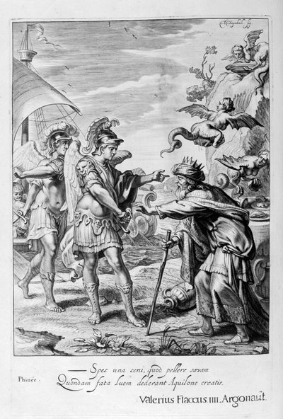 Phineus levereras från Harpies av Calais och Zethes, 1655 av Michel de Marolles